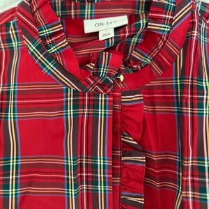 Red Plaid Women's Blouse